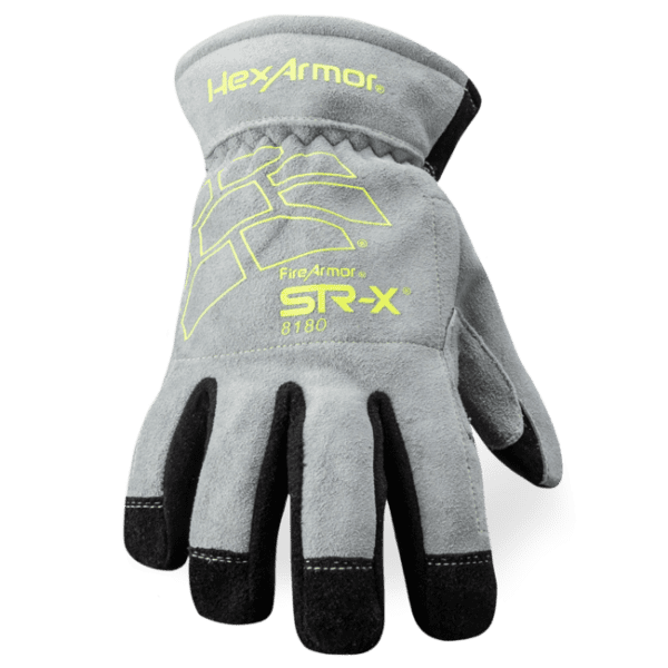 Gray and black fire-resistant work glove.