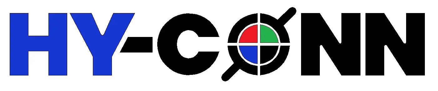 Hy-Conn logo with red, green, and blue circle.