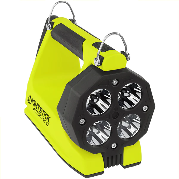 Yellow Nightstick Integratas 82 four-light flashlight.