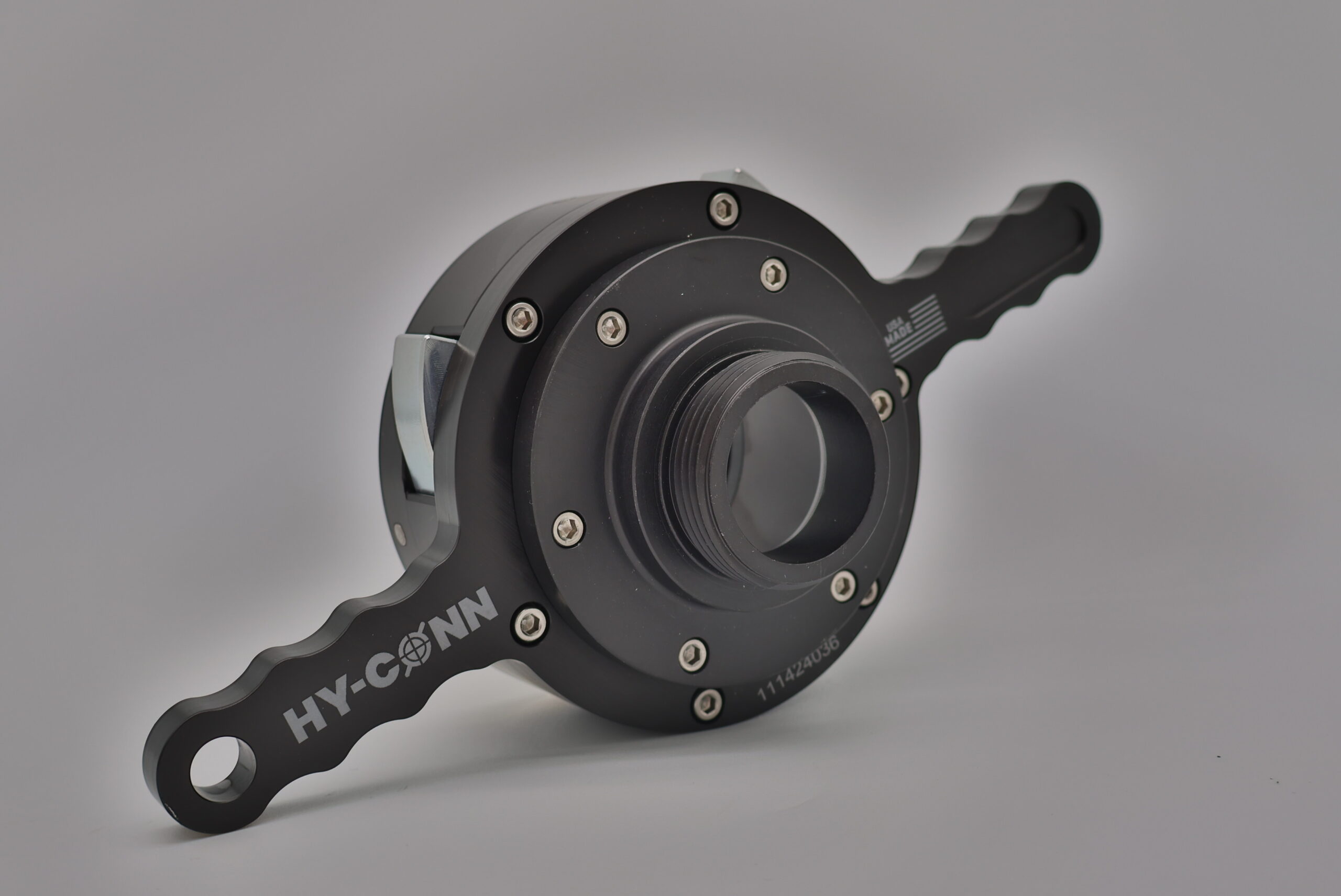 2.5 inch Hy-Conn hydrant adapter installed on fire hydrant